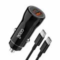 Cargador Coche Cable Tipo C (2x USB + Tipo-C) COOL 38W Kit 2 en 1 Negro
